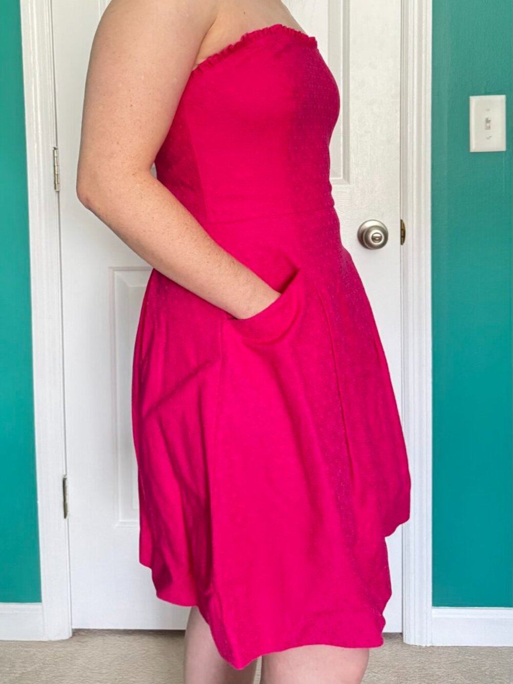 Lilly Pulitzer Hot Pink Jacquard Strapless Dress - Picture 3 of 4